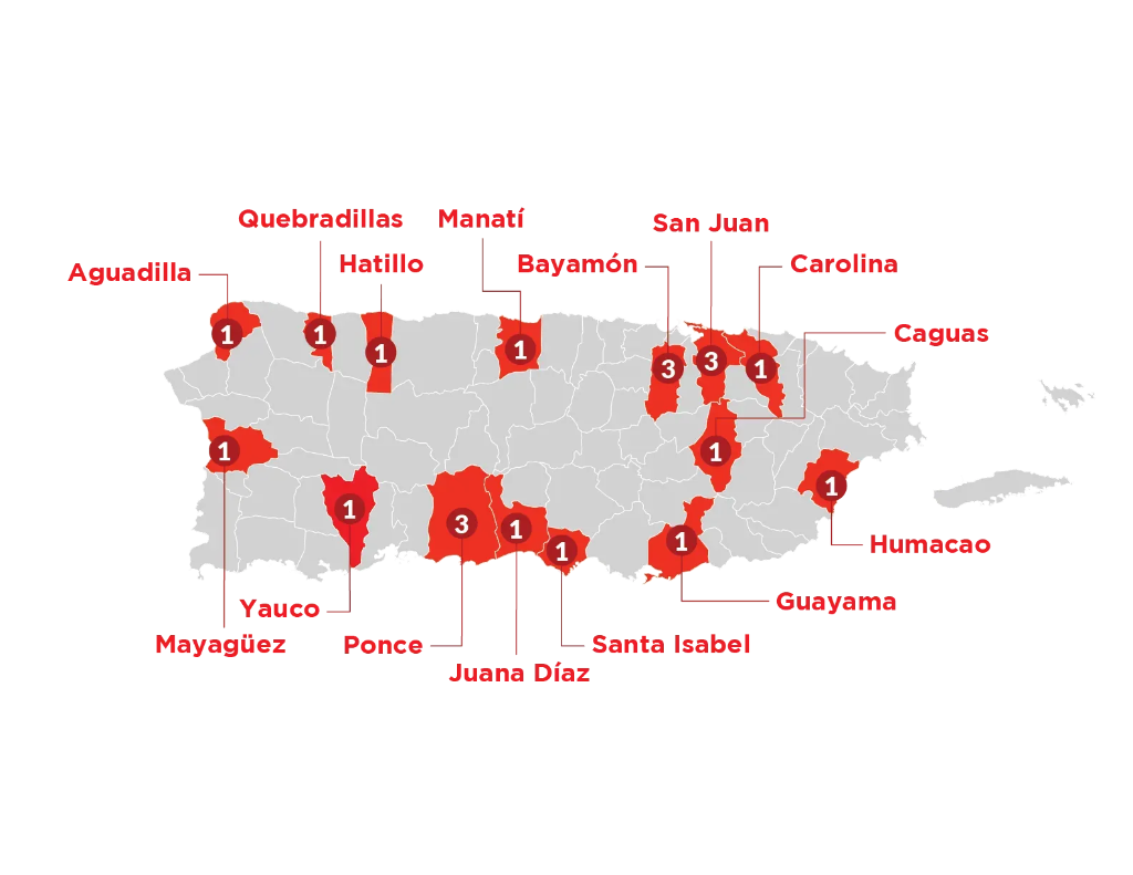 Global Mattress Puerto Rico Store Locations Map by Municipality